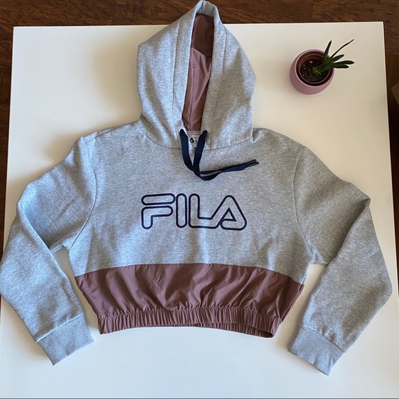 FILA Dora Cropped Iridescent Fleece Cropped Hoodie Sweatshirt Y2K style - Picture 2 of 12